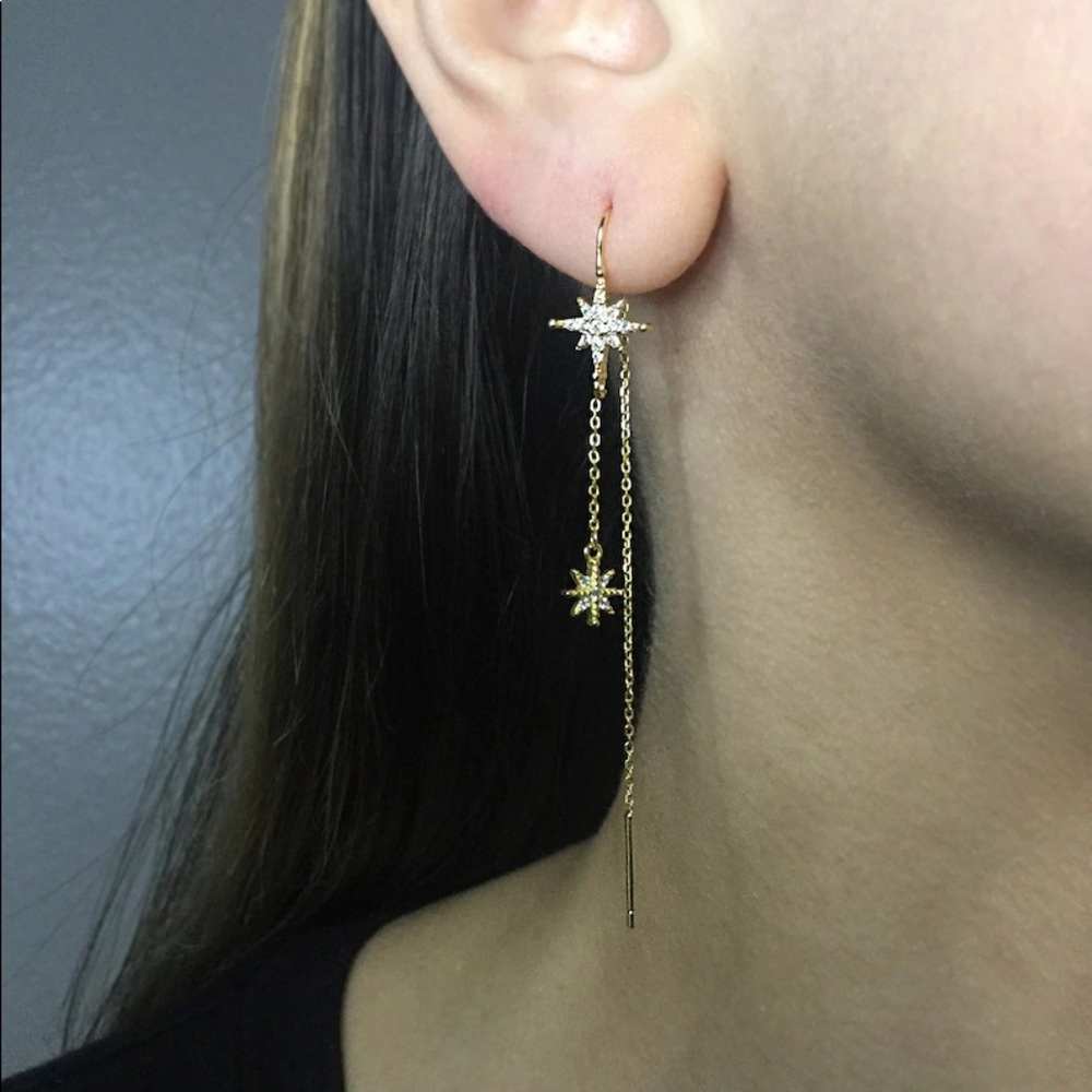 Gold Star Threader Earrings
